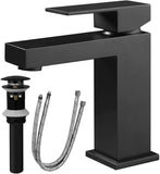 Single Handle Bathroom Faucet, Matte Black Single Hole Bathroom Faucet, Solid Brass Modern Bathroom W1386P331342