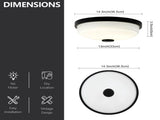 10.83" 2-Pack Flush Mount LED Ceiling Light, Black, 15W Dimmable with Remote Control, Metal Base & W6558P574532