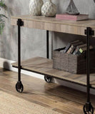 Industrial Style 1pc Sofa Table Natural Tone Slat Design Console Table Open Bottom Shelf Living Room B011P214571