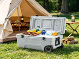 74 QT Portable Wheeled Cooler, Cup Holder & Sturdy Handles, for Family Picnics & Long Trips 67165625