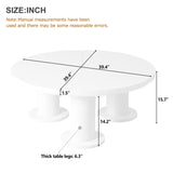 ON-TREND 39.4'' Easy Assembly Round Petal-Shaped Coffee Table, Cream Style Center Table with 3 N721P190396K