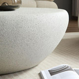 43.31''Fiberglass Elliptical Coffee Table for Living Room Vintage Table,Matte Rocks Table front of W2582P195218