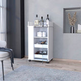 Lusk Bar Cart with 2-Bottle Holder Shelf, Glass Door and Casters B128P176151
