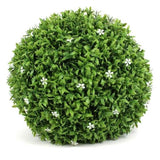 ZNTS 15'' Artificial Boxwood Topiaries,Garden Faux Topiary Ball Plants with White Flower for Indoor or 47800853