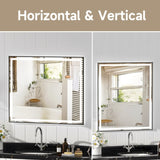48x40" Black Eco-Friendly Silver MirrorDual LED Light StripsFront and Back Lighting T3177P320577