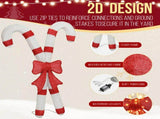 Lighted Candy Cane and Red Bowknot Christmas Decorations, Pre-lit 2D Holiday Decor with 100 Warm 14090929