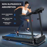 Compact Folding Treadmill for Home - 2.5HP Quiet Brushless Motor, 3-Level Incline, 7.5 MPH, Shock 50038588
