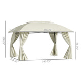 10' x 13' Patio Gazebo Canopy, Double Vented Roof, Steel Frame, Curtain Sidewalls, Outdoor Sun Shade W2225142542
