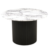 47 Round Dining Table for 4, Imitation White Marble Grain MDF Tabletop Modern Kitchen Table, 47 W1164P225840
