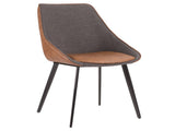 Marche Contemporary Two-Tone Chair in Brown Faux Leather and Grey Fabric - Set of 2 B202P223865