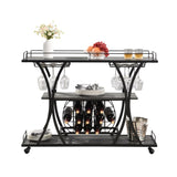 Industrial Bar Cart Kitchen Bar&Serving Cart for Home with Wheels 3 -Tier Storage Shelves W82151001