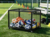Rolling Sports Ball Storage Cart, Double Lid Basketball Cage, Steel Organizer Rack for Indoor & 32590285