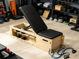 Home Gym Wooden Workout Bench Adjustable Incline Weight Bench with Dumbbell Rack and Built-in 72139805