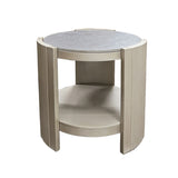 ZNTS ACME Kasa End Table, Sintered Stone & Champagne Finish LV01503