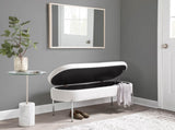 Contemporary Bench in Chrome Metal and White Faux Leather B202P223835
