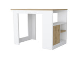 Aurora Kitchen Island with Open Compartment and Cabinet in White and Macadamia B062111733