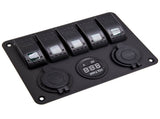 5 Gang On-Off LED Toggle Switch Panel 2USB Charger Adapter fit for Car Boat Marine 63481865
