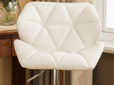 Glasgow Contemporary Tufted Adjustable Height Hidraulic Bar Stools, Set of 2, White T2574P164868