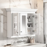 35" Bathroom Medicine Cabinet with Mirror, 5 Closed & Adjustable Shelves, Bathroom Wall Mounted N710P264306K