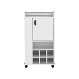 Fargo Bar Cart with Cabinet, 6 Built-in Wine Rack and Casters B200P188860