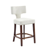 Mid Century Modern Counter Height Bar Stools Set of 2, Farmhouse Linen Fabric Upholstered Accent W1143P296347