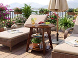 Solid Wood 3-Tier Round End Table, 23.6 Inch Tall Side Table with Storage Shelves, Modern Wood W3204P577551
