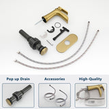 Sink Faucet With Deck Plate Waterfall Nickel Gold with Pop Up Drain and Supply Lines Bathroom W1932P180751
