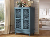 Rustic 55'' Tall Storage Cabinet with Drawer, Decorative 2-Door Carved Wood Accent Cabinet with W1445P376552