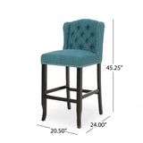 Vienna Contemporary Fabric Tufted Wingback 31 Inch Counter Stools, Set of 2, Teal and Dark Brown 64856.00T