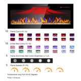 60 inch recessed ultra thin tempered glass front wall mounted electric fireplace with remote and W1769103306