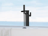 Freestanding Bathtub Faucet Waterfall Tub Filler Black Floor Mount Brass Bathroom Faucets with Hand 55762117