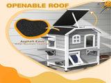 White 2-Tier Wooden Outdoor Cat Shelter Kitten Condo with Openable Asphalt Roof, 4 Rest Platforms 24210938