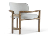Dining Chairs Set of 2 Upholstered Arm Chairs, Rubber Wood Accent Chairs White Fabric Seating, 300 N779P233060W
