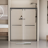 ZNTS 44-48 in. W x 76 in. H Semi-Frameless Shower Door, Double Sliding Shower Door, 5/16