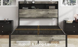 Full size bed frame, wooden platform bed frame, with storage and 2 USBs, no noise, no need for box W636P315847