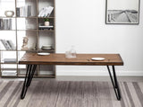 Aryven Industrial Metal Hairpin Design Dining Table, Rustic Dark Pine T2574P165175