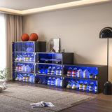 Black Glass Door Shoe Box Shoe Storage Cabinet For Sneakers With RGB Led Light W1320P184274
