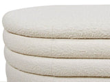 Fuji 49" Upholstered Oval Storage Bench, Ivory White Boucle B2719P238464