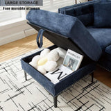 L Shaped Sectional Sofa , Convertible Storage Ottoman,Chenille ,Square W2108P191312