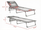 Black Outdoor Folding Chaise Lounge Chair 5-Level Adjustable Tanning Chair, with Side Table, 78504675
