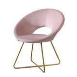 ZNTS Slatina Pink Silky Velvet Upholstered Accent Chair with Gold Tone Finished Base T2574P164522