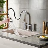 Kitchen Faucet with Pull Down Sprayer 3 Modes Stainless SteelPull Out Brushed Nickel Faucet for Bar W1217P298922