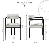 Modern Dining Room Chairs Set of 2, Mid-Century Upholstered Boucle Kitchen Dining Chairs with Black W3244P337430