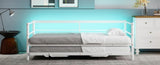 Twin Size Metal Daybed with LED and Adjustable Trundle, Pop Up Trundle, White N750P244915K