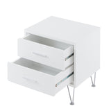 ZNTS White 2-Drawer Accent Table with Hairpin Legs B062P181399