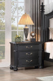 1pc Traditional Vintage Antique Drawer Pull 3-Drawer Nightstand Black Gray Dark Finish Bedroom B011P167817