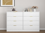 Modern 8 Drawers Dresser Chests for Bedroom,47.2" Wide Wood Chest of Drawers with Gold Metal W409P307536