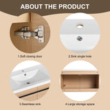 LEVISTAR Oak 36 Inch Bathroom Vanity with resin Countertop Sink, 2 Doors Bathroom Cabinet Set W1972P165045