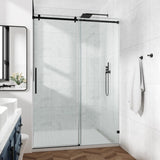 72*76"Fixed & Sliding Shower Door, Square Tube Hardware, Clear Glass Shower Door, 3/8 SGCC T3177P320618