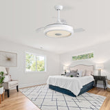42 Inch Modern Invisible Ceiling Fan, 120V 3 ABS Blades Remote Control Reversible DC Motor With 36W W882P146897